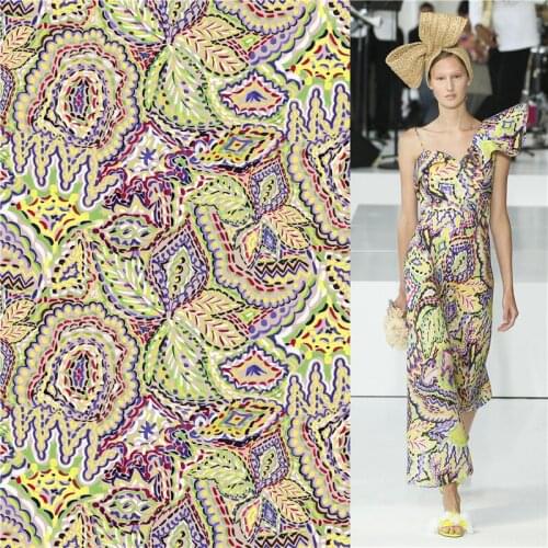 100% polyester stretch fabric dress leaf pattern printed fabric thin dress shirt patchwork 114