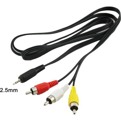 1x 2.5mm Mini Stereo Aux Male to 3 RCA Male Plug Connector Adapter Audio AV Video Cable Cord 1.5m/5ft