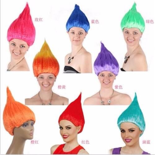 20pcs Trolls Poppy Wig For Kids 36cm Wig Children Cosplay Party Supplies Trolls Wig 8 Colors Birthday Party Wigs