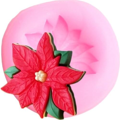 3D Poinsettia Flower Silicone Mold Cupcake Topper Fondant Chocolate Molds Party Cake Decorating Tools Candy Clay Moulds
