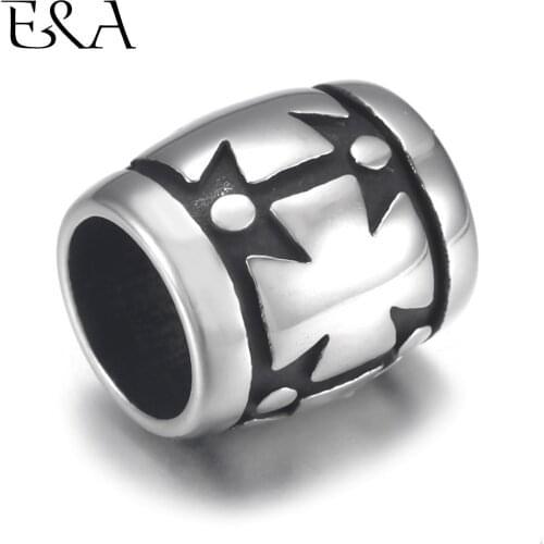 4pcs Stainless Steel Barrel Bead Cross Mirror 8mm Large Hole for Jewelry Bracelet Making Metal Beads DIY Supplies Parts