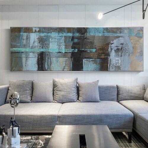 Large Size Turquoise Color Abstract Canvas Painting On the Wall Art Posters And Prints Graffiti Art Modern Picture For Bed Room