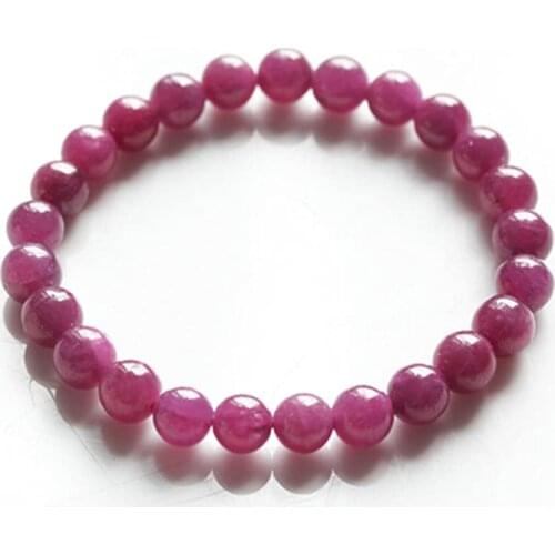 Top Quality Genuine Red Rose Natural Ruby Gemstone Round Stretch Crystal Beads Bracelet 7mm 8mm 9mm Rare Ruby Stone AAAAA