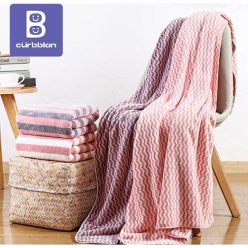 Curbblan Microfiber Striped Wave Bath Towel Soft Skin-Friendly Quick Dry Super Water Absorption Home Towels Blanket In Stock