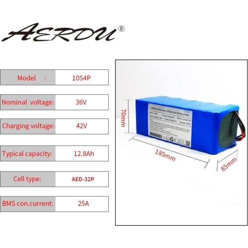 AERDU 36V 10S4P 12.8Ah 18650 3200mah 13ah 12ah with 25A BMS 42V Lithium Battery Pack Ebike Electric Car Bicycle Motor Scooter