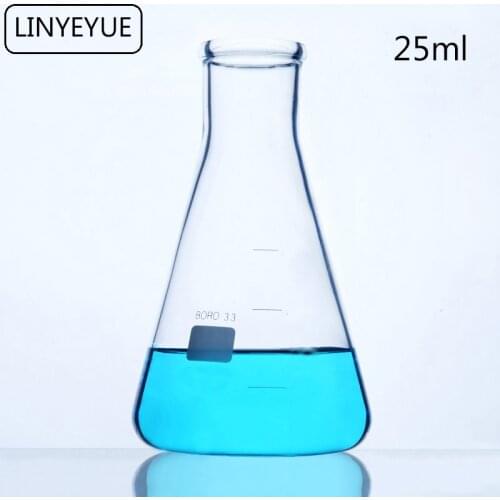 LINYEYUE 25mL Glass Conical Flask Chemistry Erlenmeyer Flask Borosilicate Glass high temperature resistance Laboratory Equipment