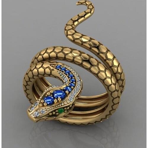 JK Creative Snake Women Ring Gold Color Green Eye Punk Style Hiphop Party Personality Rings Cool Girl Gift Fashion Jewelry