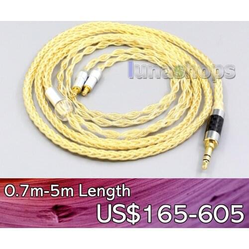 LN006492 8 Cores 99.99% Pure Silver + Gold Plated Earphone Cable For audio-technica ATH-ESW750 ATH-ESW950 SR9 ES770h ES750 ESW9
