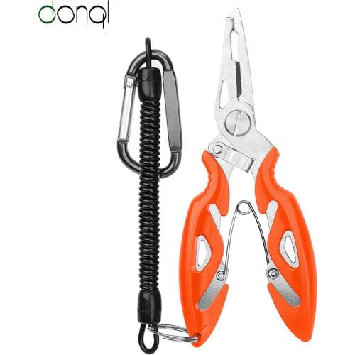 DONQL Multifunctional Fishing Pliers Scissors Line Cutter Hook Remover Fishing Clamp Accessories Tools With Lanyards Spring Rope