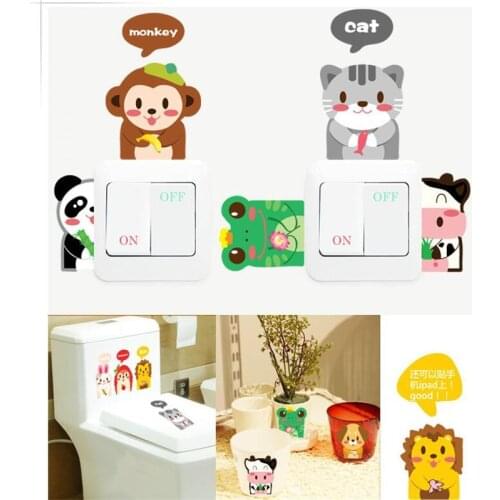 Cartoon small animal DIY wall stickers refrigerator cabinet decorative decals bathroom switch wall stickers