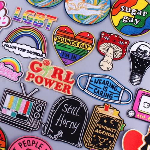 Cartoon TV Patches on Clothes LGBT Patches For Clothing Thermoadhesive Patches DIY Applique Iron On Embroidery Patch Badges