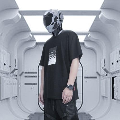 SILENSTORM Techwear Mens Graphic 'Heads Down' Black Cotton T-shirt Hip Hop Style Punk Fashion