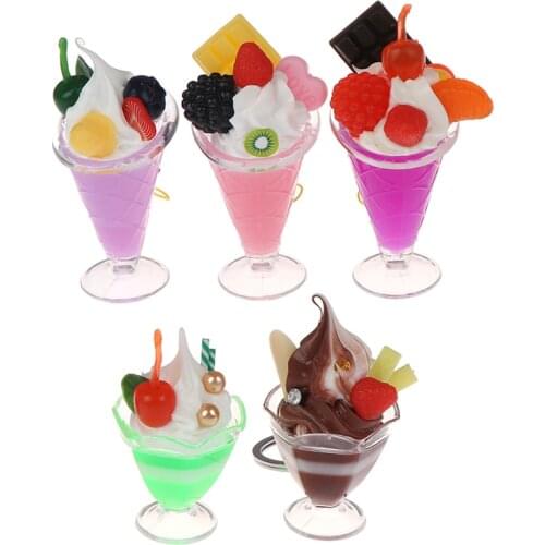 Drink Ice Cream Cups Set Model Pretend Play Mini Food Fit Play House Toy Doll Accessories Dollhouse Miniature