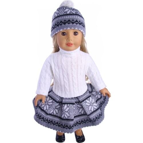 New Fashion Doll Clothes Winter skirt hat scarf three piece for 18 inch American Doll ,Children best Birthday Gift