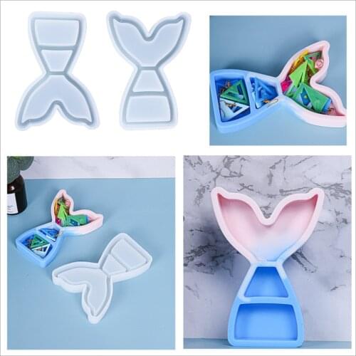 NEW Transparent Silicone Mould Dried Flower Resin Decorative Craft DIY Fish tail storage box Mold epoxy resin molds for jewelry