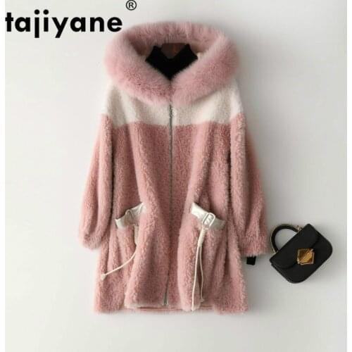 Real Fur Coat Fox Fur Collar Wool Jacket Autumn Winter Coat Women Clothes 2020 Streetwear Korean Vintage Sheep Shearling ZT3326