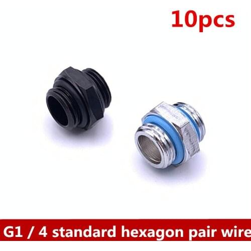 Computer water-cooled wire pair G1/4 standard hexagon wire pair 2 points pair ribbon seal ring Water tank pair wire 10 pcs