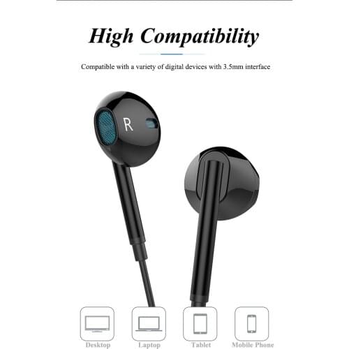 2021-D6 Wired Headphones Earphones 6D Bass HiFi Stereo With Mic +Wire Control Headset Android For Phones Gamer Pro 3.5mm