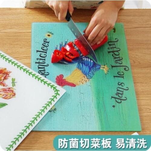 Tempered Glass Cutting Board Square Water Ripple Slip-resistant Panel Baby Food Supplement Fruit Chopping Board