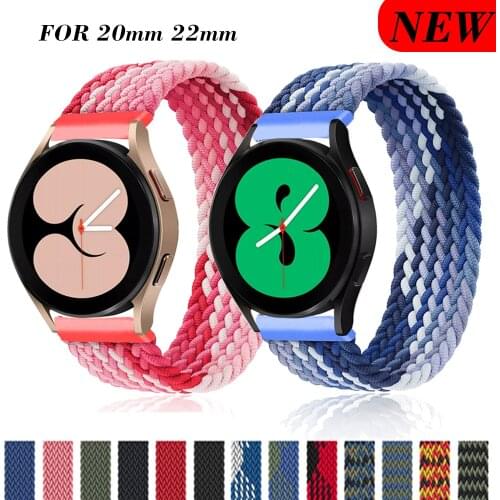 20mm 22mm Braided Solo Loop Band for Samsung Galaxy watch 4 3 46mm 42mm active 2 40mm 44mm Gear S3 bracelet Huawei GT2 Pro strap