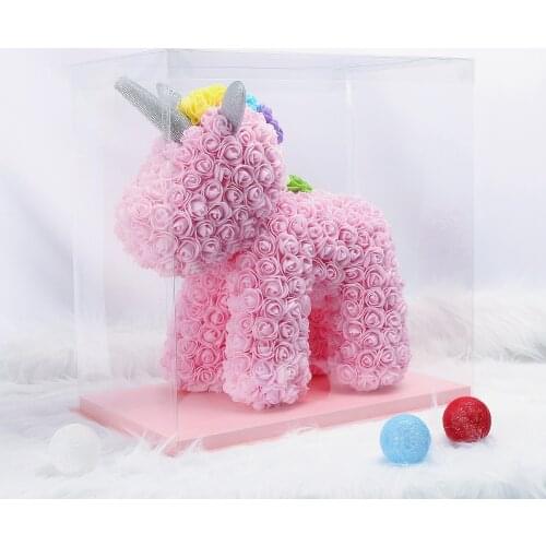 Rose Unicorn Soap Foam Artificial Flowers Toy Unicorn In Gift Box Wedding Mothers Day Gift Christmas Gifts for Girl