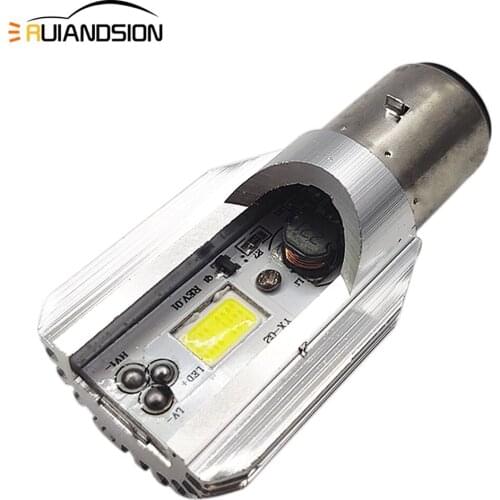 RUIANDSION 1X COB BA20D H6 White 800Lm 6000K DC 12V-80V 24V 48V 50V 60V Motorbike Motorcycle Moped Scooter Headlight Led Bulb 9W