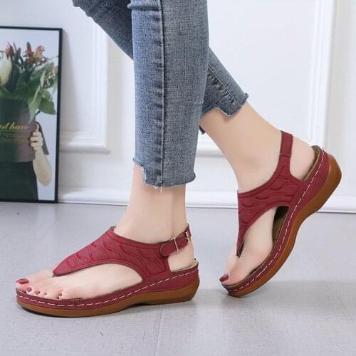 Summer Autumn Womens Flip Flops Sandals 2021 New Ankle Buckle Strap Fashion Solid Sewing Casual Shoes For Outdoor Female Lady