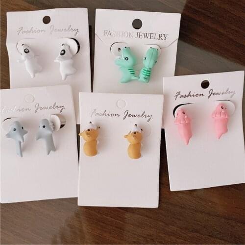 1Pair Cute Animal Bite Earring Cartoon Soft Clay Animal Earrings Tyrannosaurus Bite Earrings Dinosaur Earrings Fun Party Gift
