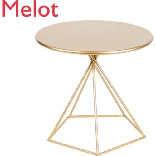 Nordic Solid Five-Corner Small Tea Table Iron Golden Corner Cool round Living Room Small Apartment Sofa Side Table Wholesale
