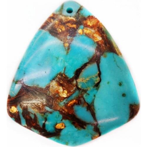 1Pcs 44x40x7mm Wholesale Blue And Bronze Sea Sediment Jasper & Pyrite Shield Pendant Bead DIY Jewelry Accessories S979