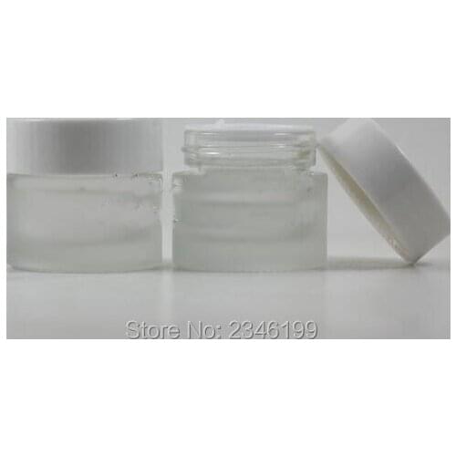 10G 10ML Empty Frost Glass Cosmetic Jar with White Lid, Eye Cream Container, Small Glass Sample Packing Jar, 40pcs/lot