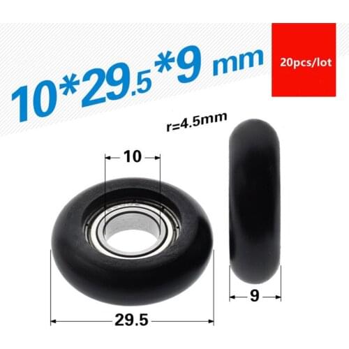 20pcs circular arc plastic coated bearing 6800 10*29.5*9mm roller wheel arc spherical roller nylon guide wheel POM nylon wrapped