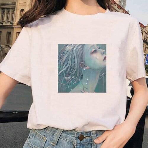 2020 Japanese Harajuku T-shirt Women White Tops Aesthetic Creative T Shirt Feminina Streetwear Short Sleeve Casual Art Tee Shirt