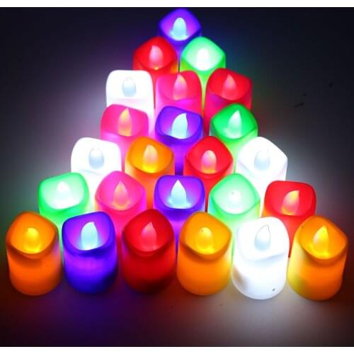 24Pcs Multi-color LED Flameless Romantic Tea Light Candles Householed Lights Wedding Battery Powered Christmas Home Decoartion