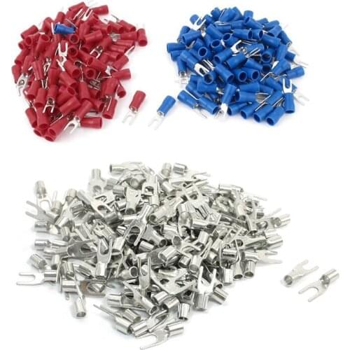400Pcs 16-14 AWG Wire Connector Fork Terminal 4 Insulated & Non Insulated