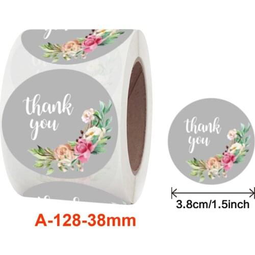 500pcs/roll 1.5Inch Peony Birthday Party Offer Stationery Sticker Thank You Stickers for Seal Labels Gift Packaging Stickers
