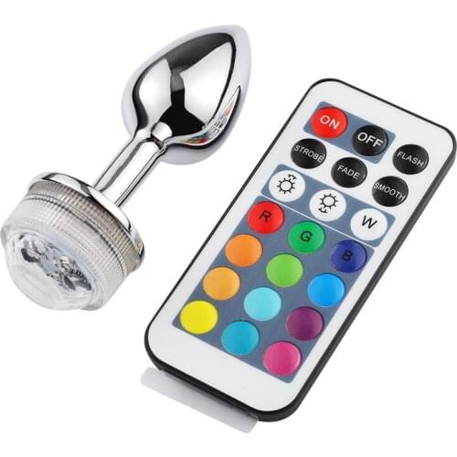 Remote Control Discoloration Colorful Butt Plug Anal Plug Expansion Solid Metal Anal Plug Couple Flirting Erotic Adult Products