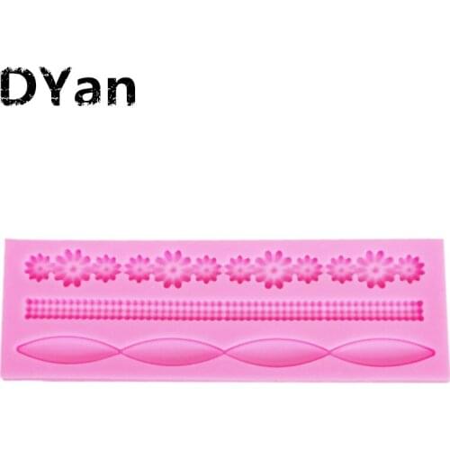 Free Shipping Long Pearl Necklace Flower Lace Shaped Fondant Silicone Mold Sugar Mould for Cake Decoration Chocolate Tools A1440