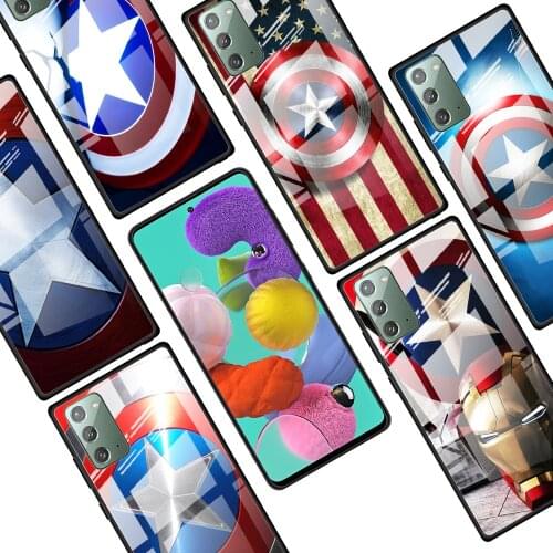 Captain America shield Marvel for Samsung Galaxy Note 20 Ultra 10 Lite Plus 9 8 5G A70 A50 A40 A30 A20 Tempered Glass Phone Case