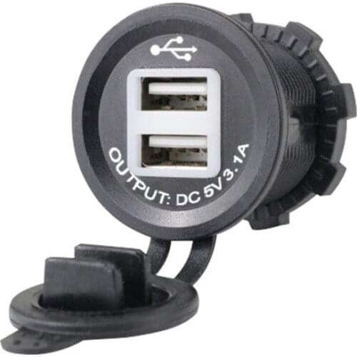 Dual USB Charger Socket 5V 3.1A Cigarette Lighter With LED DC 12V 24V 2 Ports Waterproof For Car Marine Motorcycle ATV RV