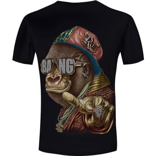 Hot sale 3D orangutan T-shirts 2021 men women fashion Animal print tee shirt funny summer tops Black T shirts punk streetwear