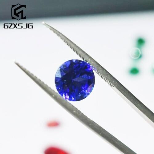 GZXSJG Round 4mm Lab Grown Blue Sapphire Loose Gemstone for Jewelry personal Customize Created Stone for Wholesale Jewelry DIY