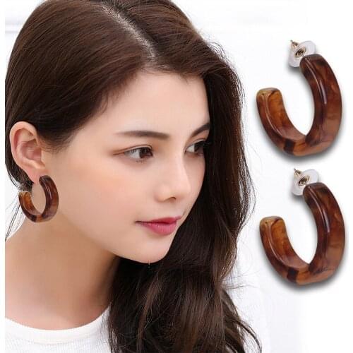 KEJIALAI Bow Earrings for Women Semicircle Fashion Acrylic Drop Dangle Earrings Half Round Ear Accessories Gift HJ-SJ17729