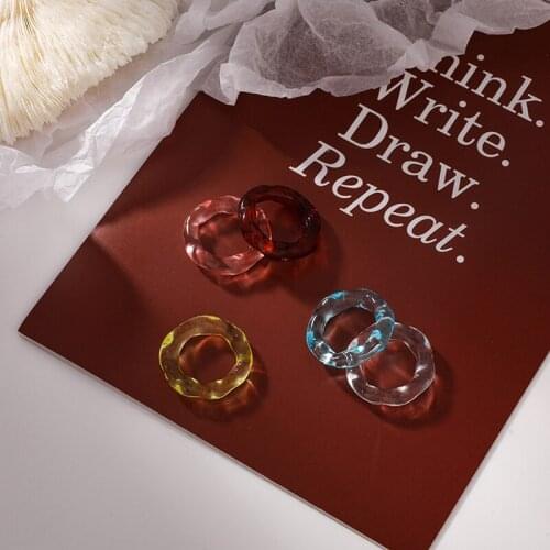 New Colourful Transparent Resin Acrylic Geometric Round Rings Women Jewelry Travel Gifts Vintage Ring Jewelry Ins Ring Fashion