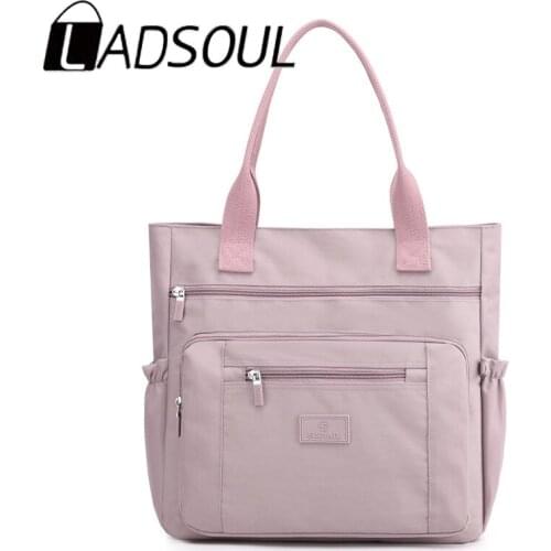 LADSOUL New Fashion Simple Handbags Nylon Large-capacity Shoulder Bag Messenger Tote Shopping Bags For Women Bolsa Feminina 2021