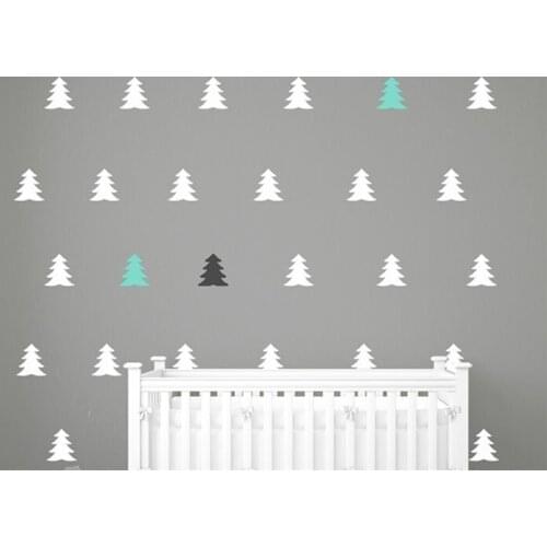 Little Christmas Tree Patterned Wall Sticker Nursery Kids Bedroom Sweet Decor Wall Mural Set Pattern Christmas Decor Decal F-43