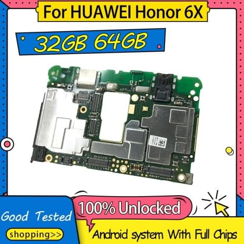 Unlocked For HUAWEI Honor 6X Motherboard,Disassemble Original Mainboard 16GB/32G For HUAWEI Honor 6X Logic Board With Full Chips