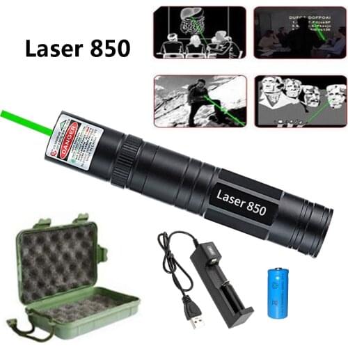 Mini portable laser pointer 5mW high power ultra-long radiation 8000m green laser burning laser, with 16340 battery