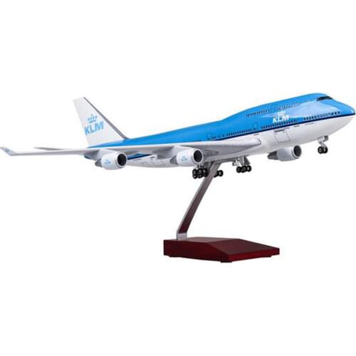 1/157 Scale 47CM Resin Airplane Model Boeing B747 KLM Royal Dutch Airlines Plane Model With Light Wheels Airbus For Collection