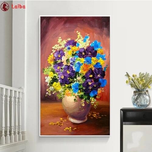 Round Diamond Painting Abstract art, flower, vase Full square Rhinestone of Picture Diamond mosaic Valentines Day gift